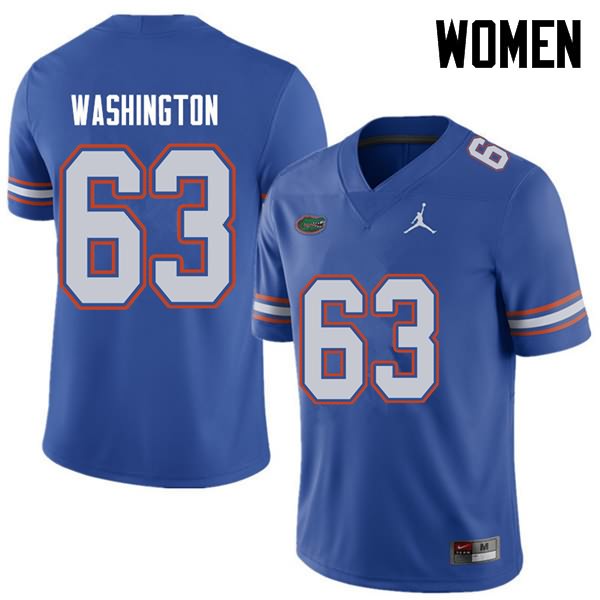 Women's NCAA Florida Gators James Washington #63 Stitched Authentic Jordan Brand Royal College Football Jersey HCU2065BW